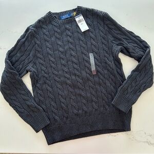 Polo Ralph Lauren Men's Cable Knit Sweater Charcoal Black Men’s Medium